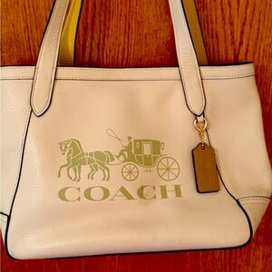 Coach Tan Leather Satchel with Gold Hardware